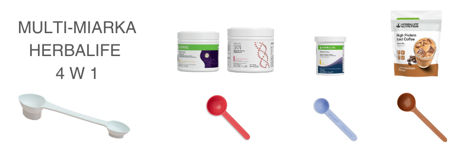 Miarka czerwona, niebieska i brązowa do produktów Herbalife
