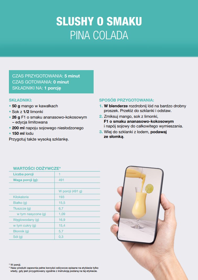 Slushy o smaku Pina Colada